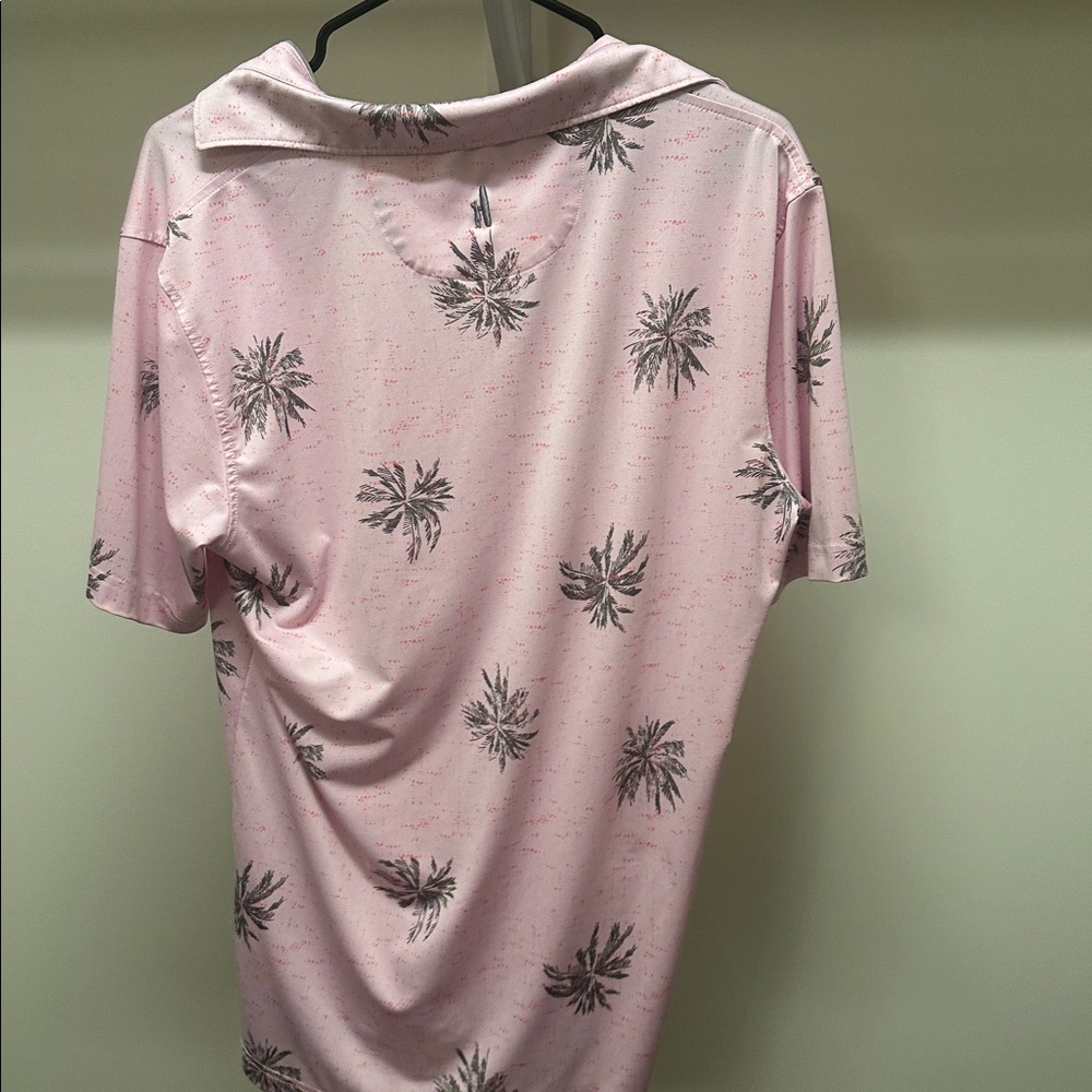 johnnie-O Light Pink Polo with Black Palm Design - Picture 3 of 3